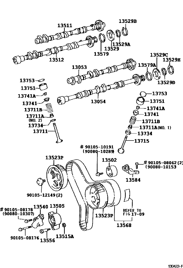 Toyota CAMRY Camshaft & Valve EPC diagram — 130422G