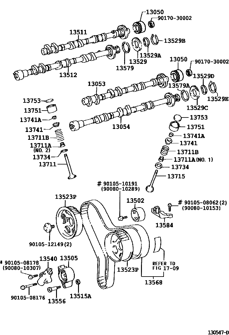 Toyota CAMRY Camshaft & Valve EPC diagram — 130547D