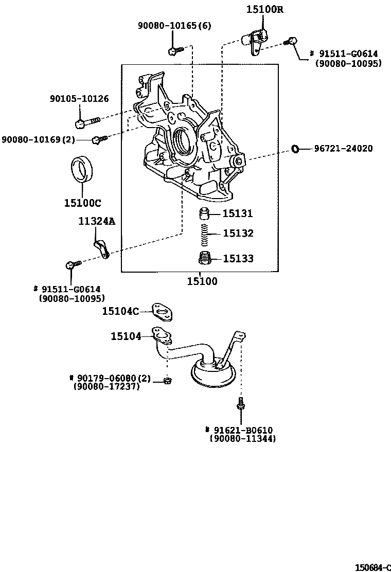 Toyota CAMRY Engine Oil Pump EPC diagram — 150684C