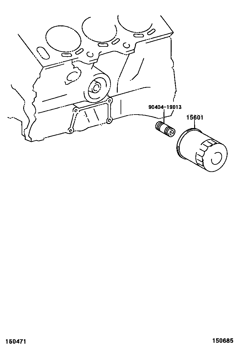 Toyota CAMRY Oil Filter EPC diagram — 150685