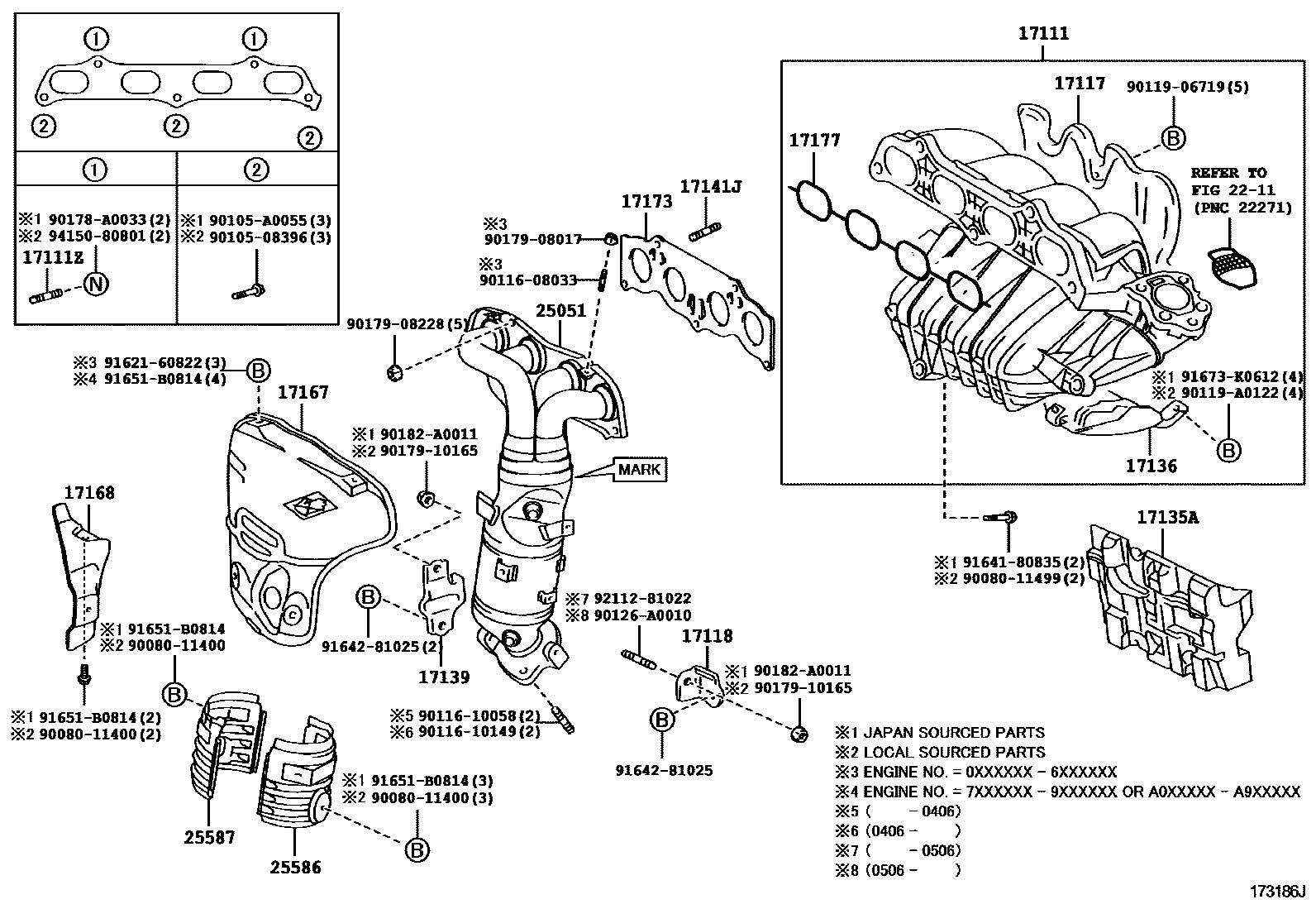 Toyota CAMRY Manifold EPC diagram — 173186J