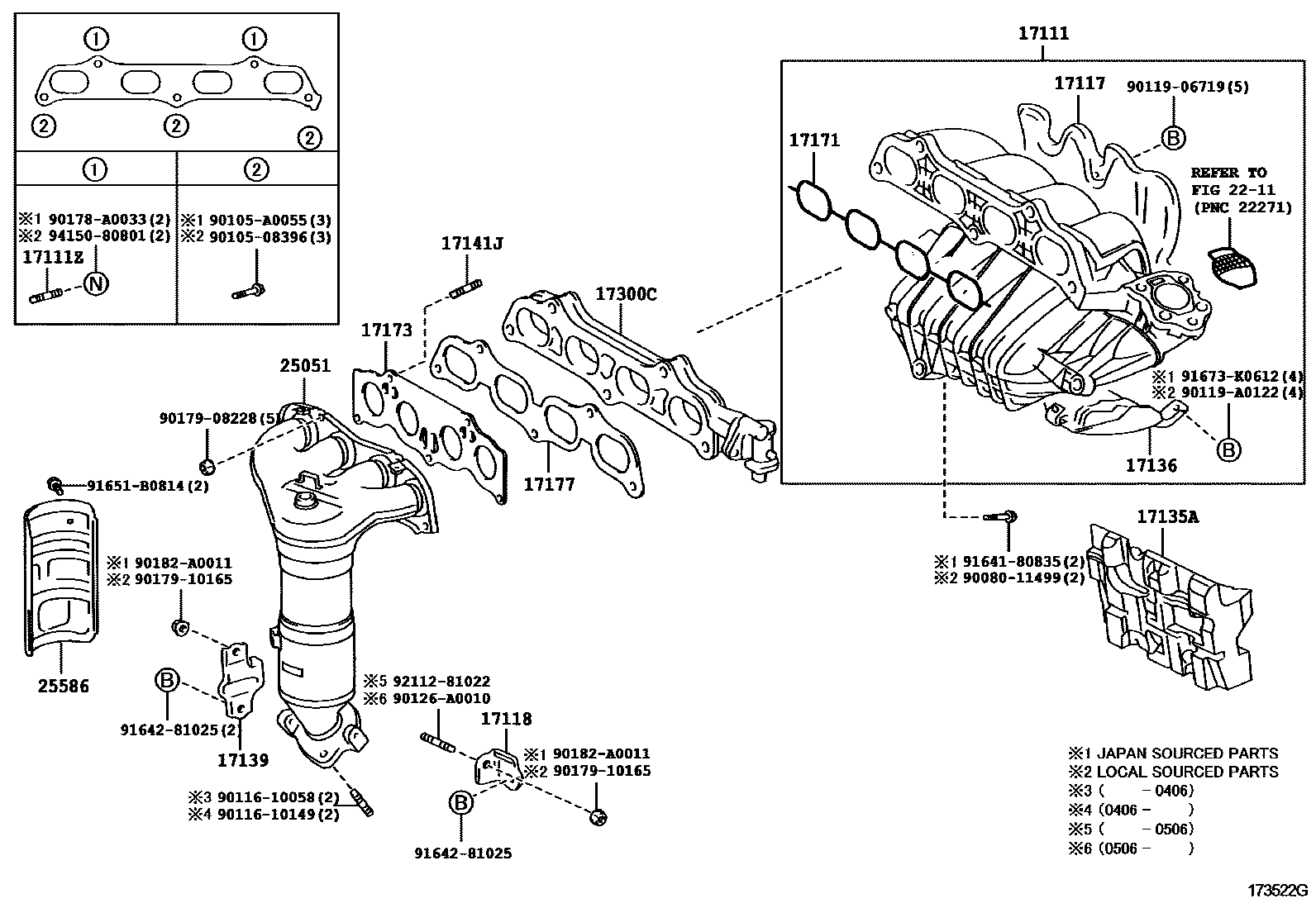 Toyota CAMRY Manifold EPC diagram — 173522G