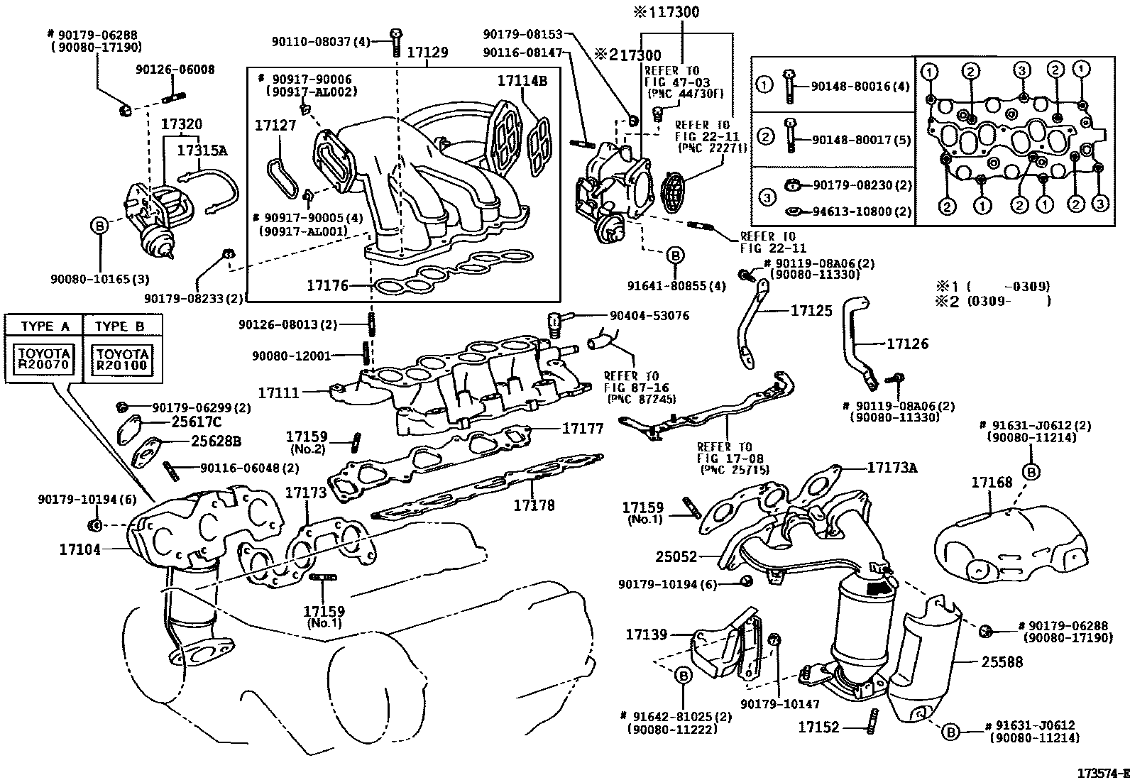 Toyota CAMRY Manifold EPC diagram — 173574E