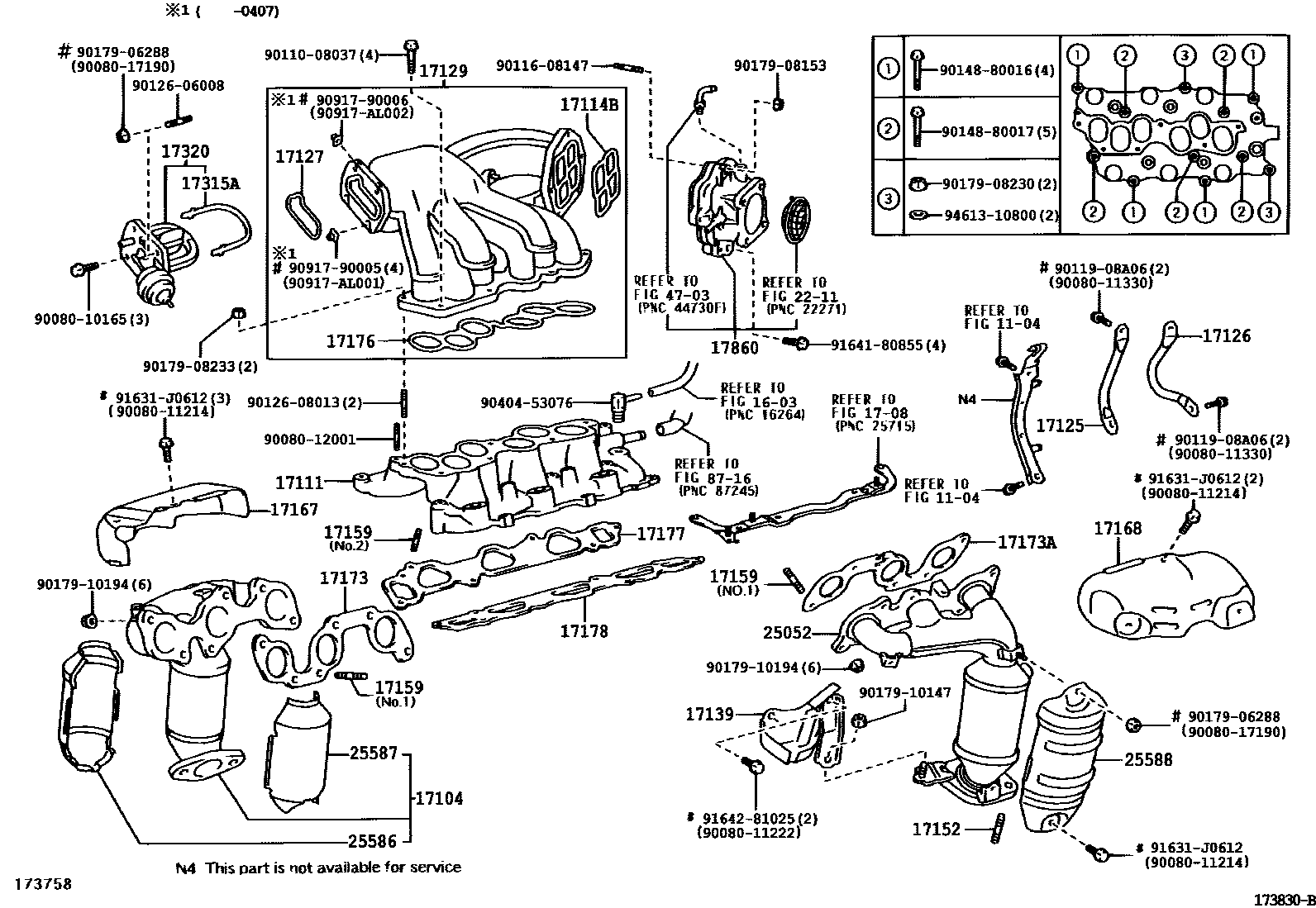 Toyota CAMRY Manifold EPC diagram — 173830B