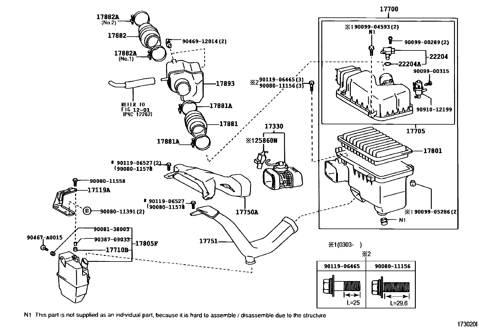 Toyota CAMRY Air Cleaner EPC diagram — 173020I