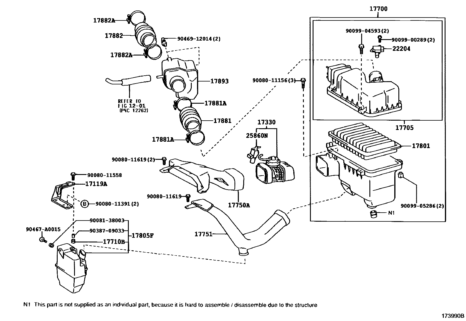 Toyota CAMRY Air Cleaner EPC diagram — 173990B