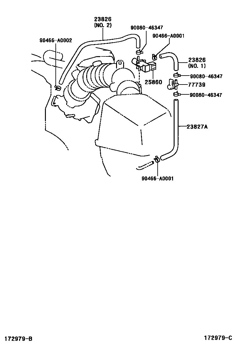 Toyota CAMRY vacuum tube EPC diagram — 172979C
