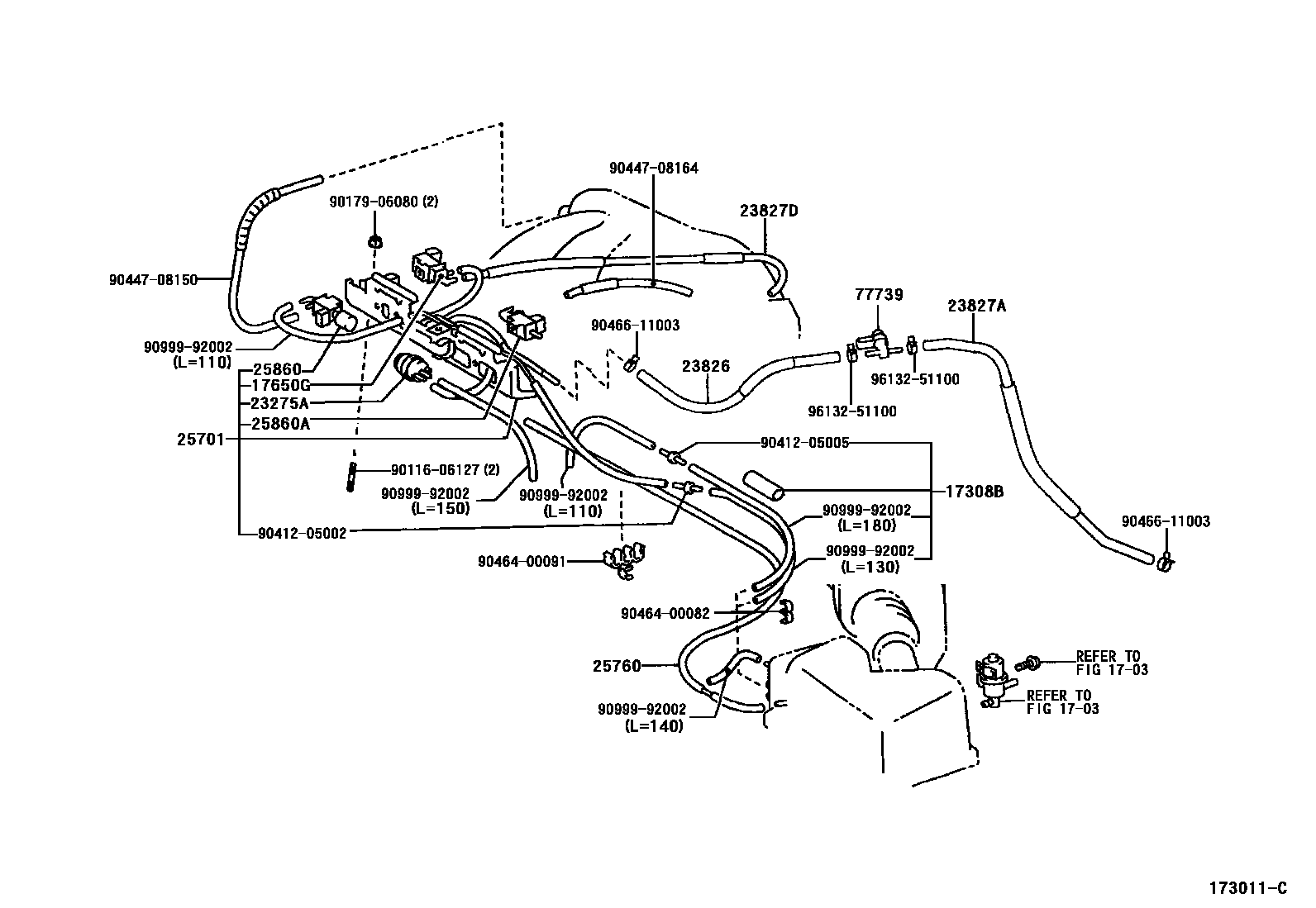 Toyota CAMRY vacuum tube EPC diagram — 173011C