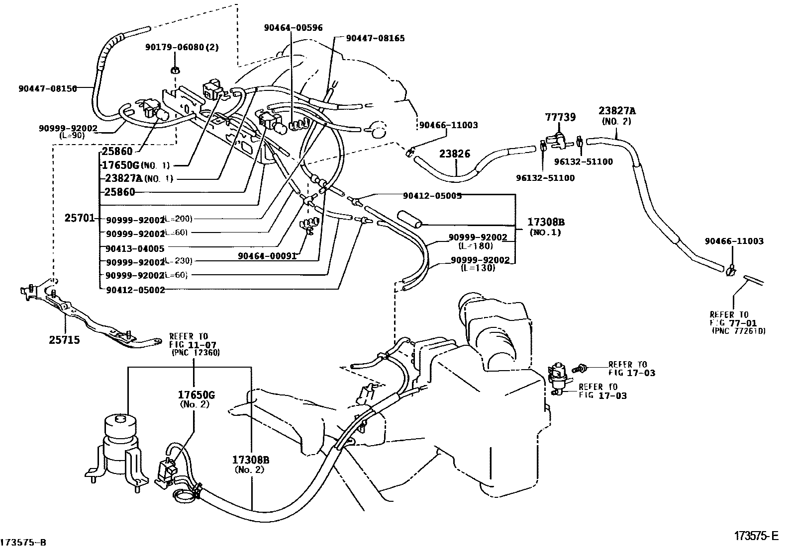 Toyota CAMRY vacuum tube EPC diagram — 173575F
