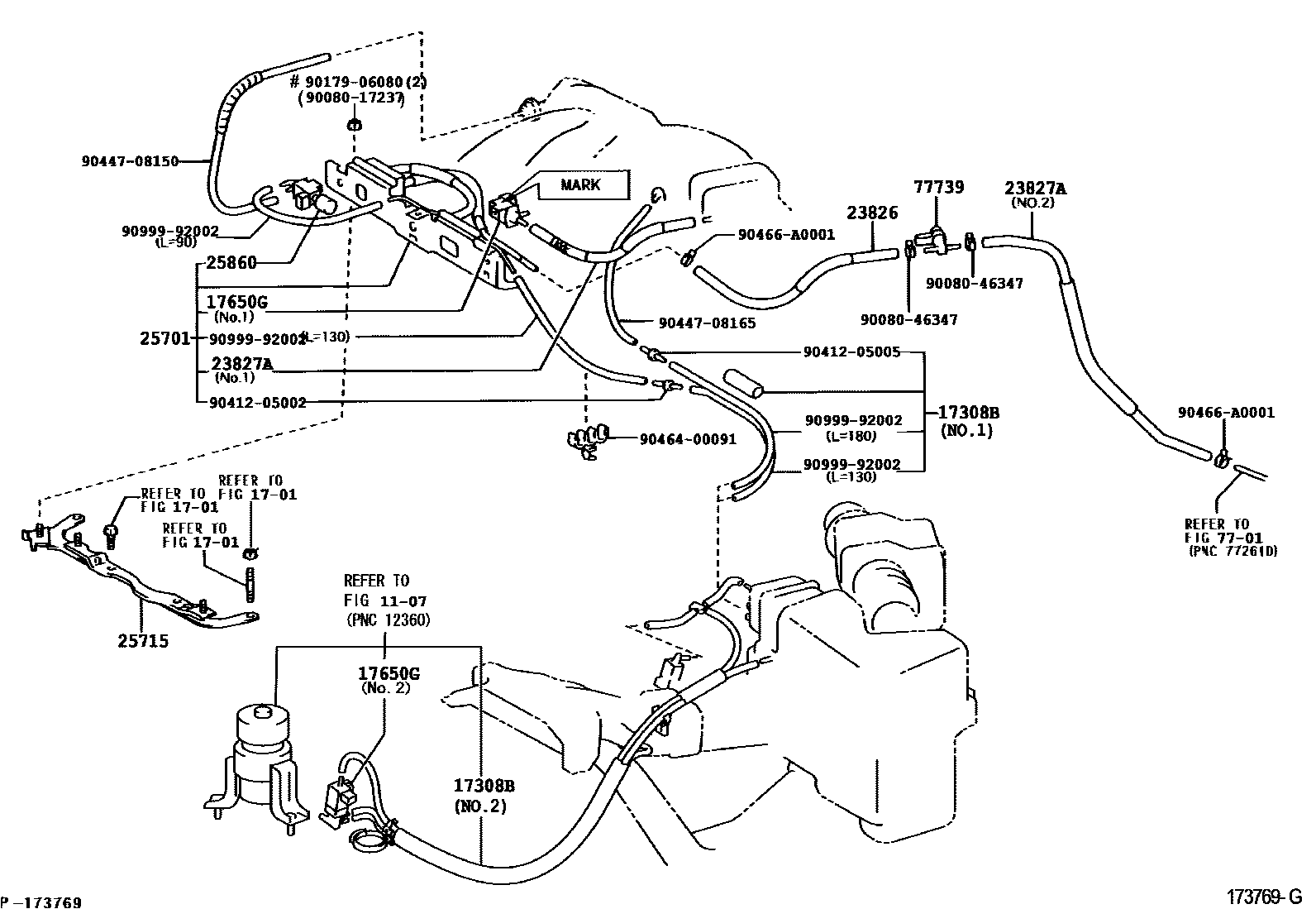 Toyota CAMRY vacuum tube EPC diagram — 173769I