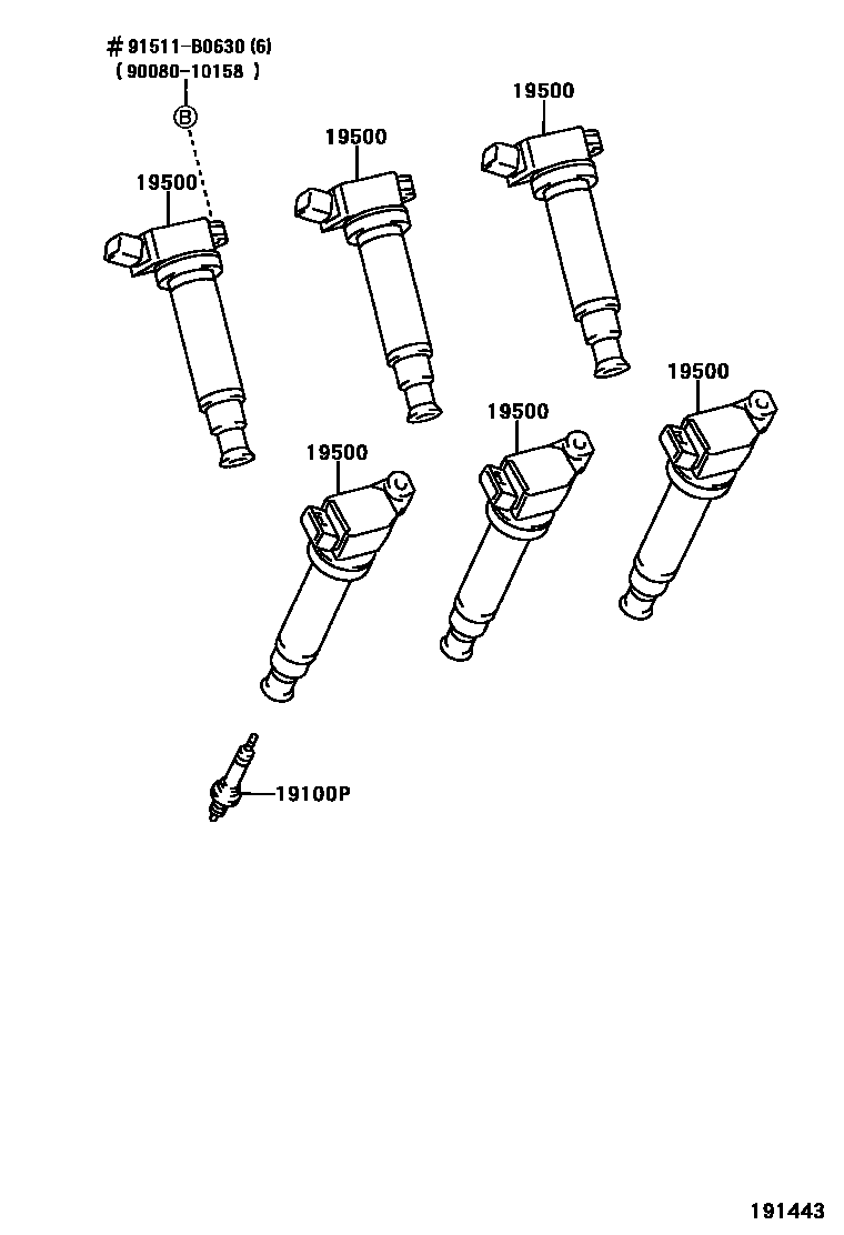 Toyota CAMRY 点火线圈和火花塞 EPC diagram — 191443
