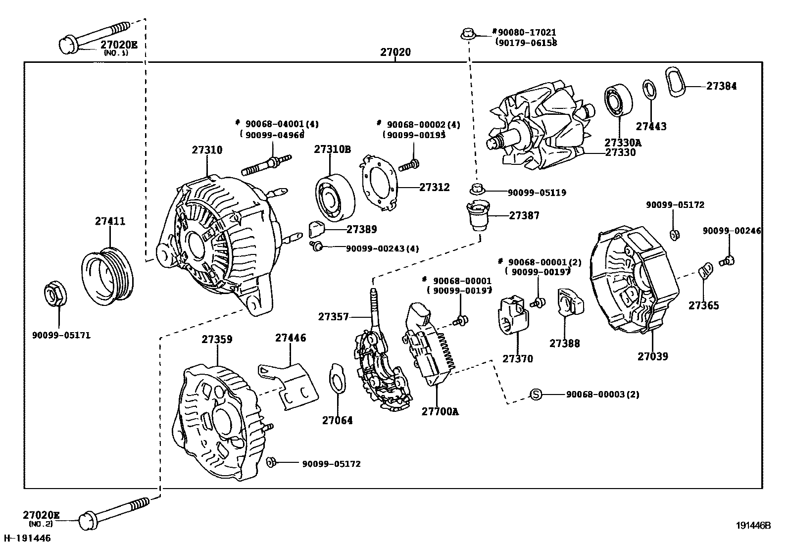 Toyota CAMRY Alternator EPC diagram — 191446B