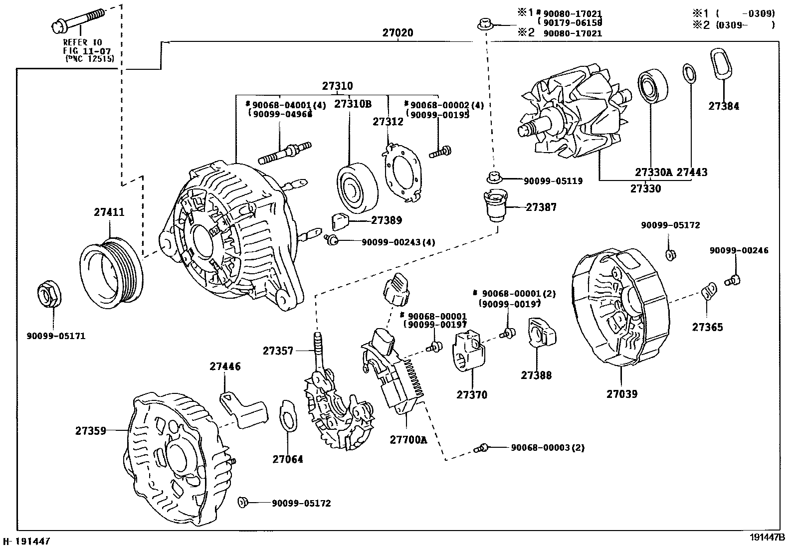 Toyota CAMRY Alternator EPC diagram — 191447B