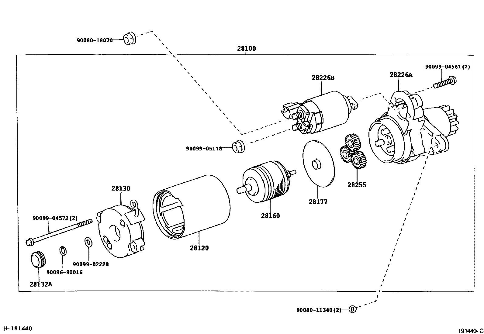 Toyota CAMRY 起动机 EPC diagram — 191440C