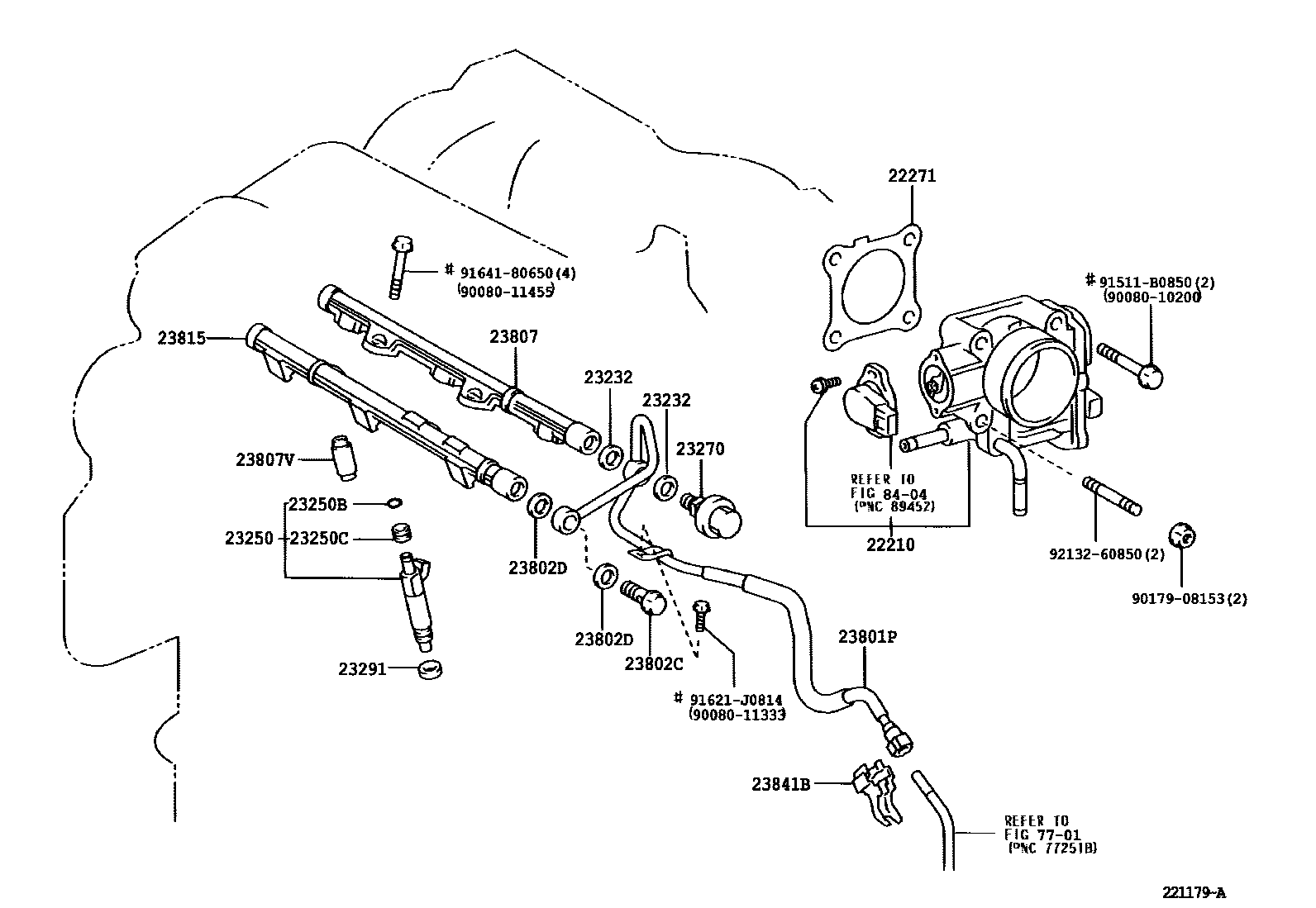 Toyota CAMRY 燃油喷射系统 EPC diagram — 221179A
