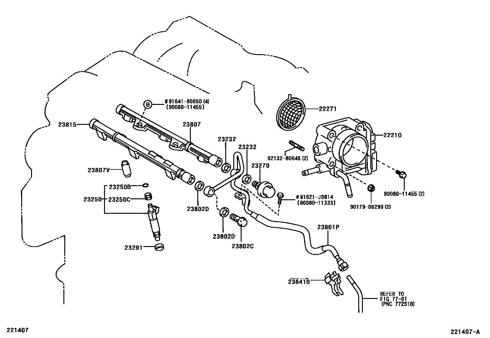 Toyota CAMRY 燃油喷射系统 EPC diagram — 221407A