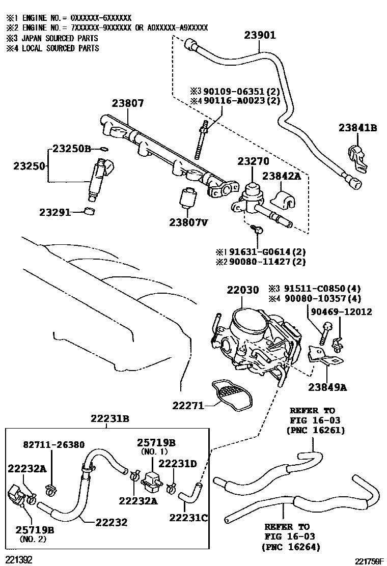 Toyota CAMRY 燃油喷射系统 EPC diagram — 221759F