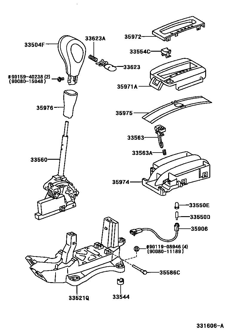 Toyota CAMRY Shift Lever & Retainer EPC diagram — 331606A