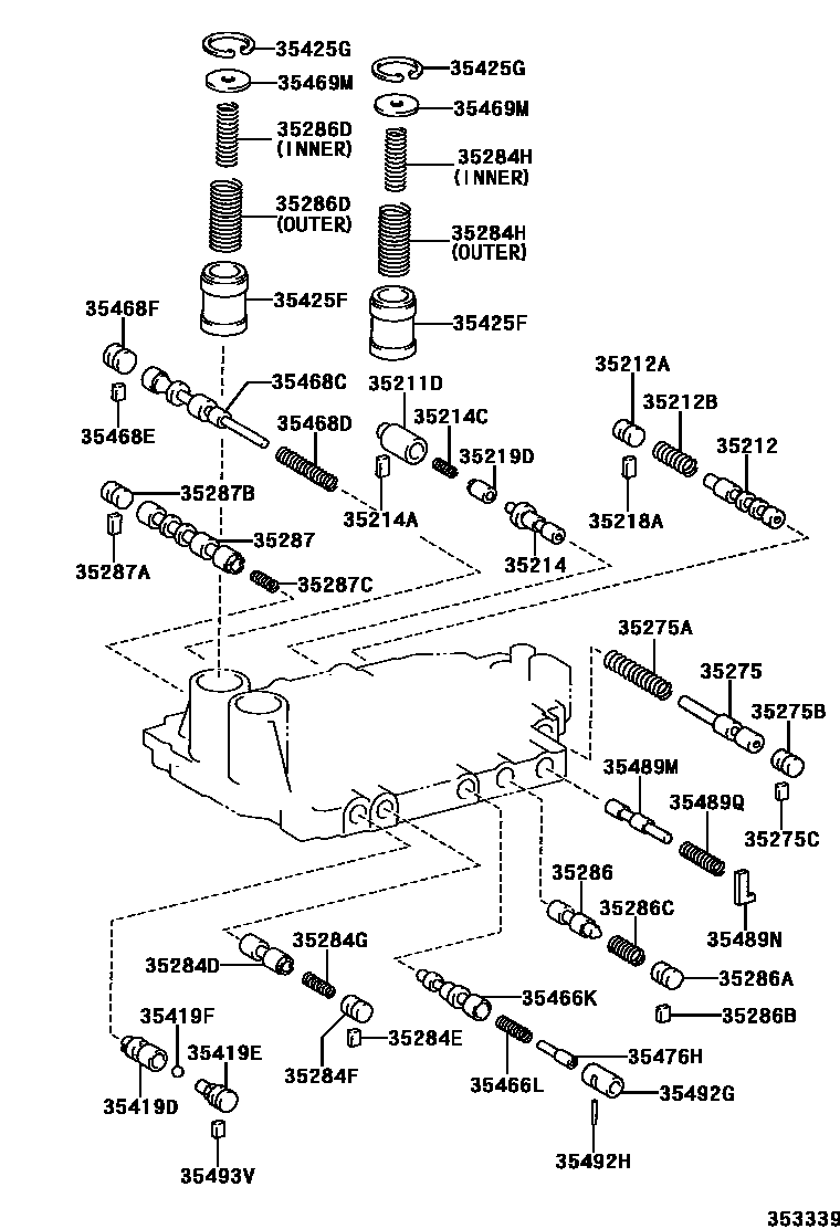 Toyota CAMRY 阀体和滤油网(ATM) EPC diagram — 353339