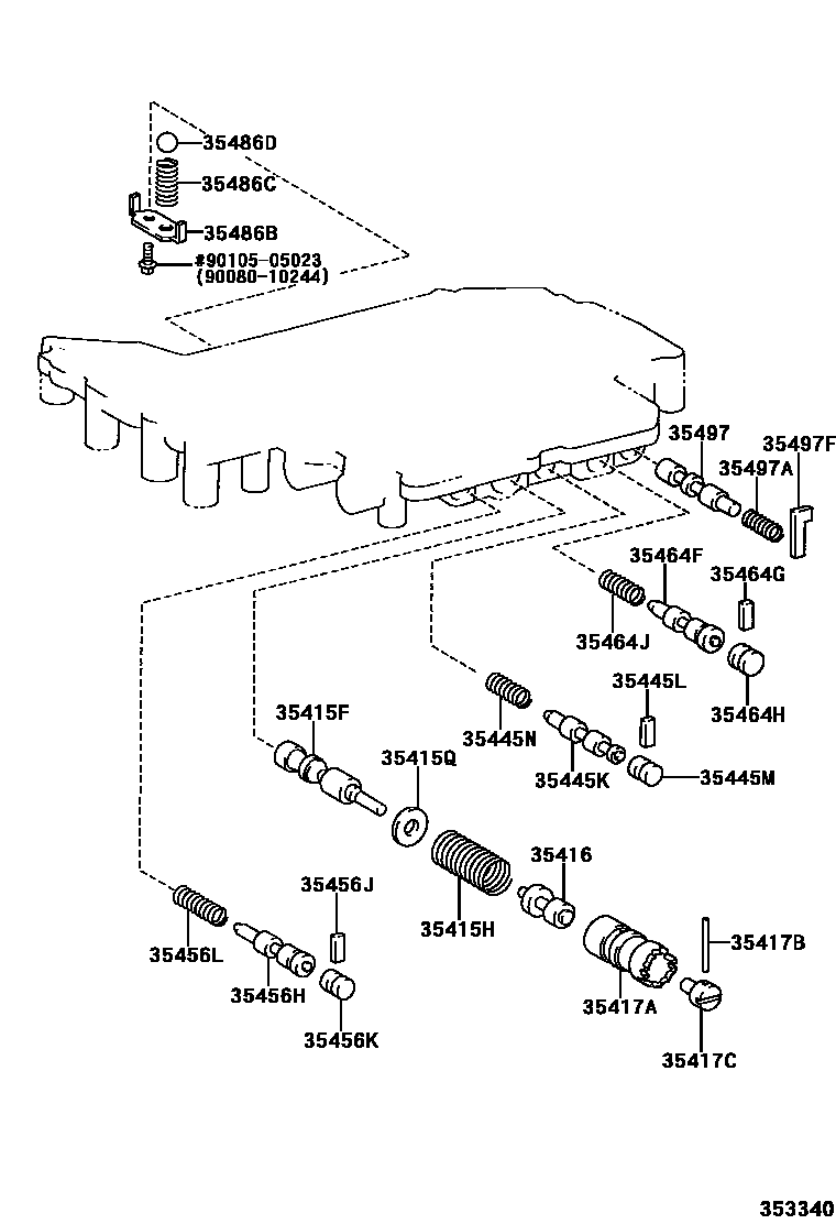 Toyota CAMRY 阀体和滤油网(ATM) EPC diagram — 353340