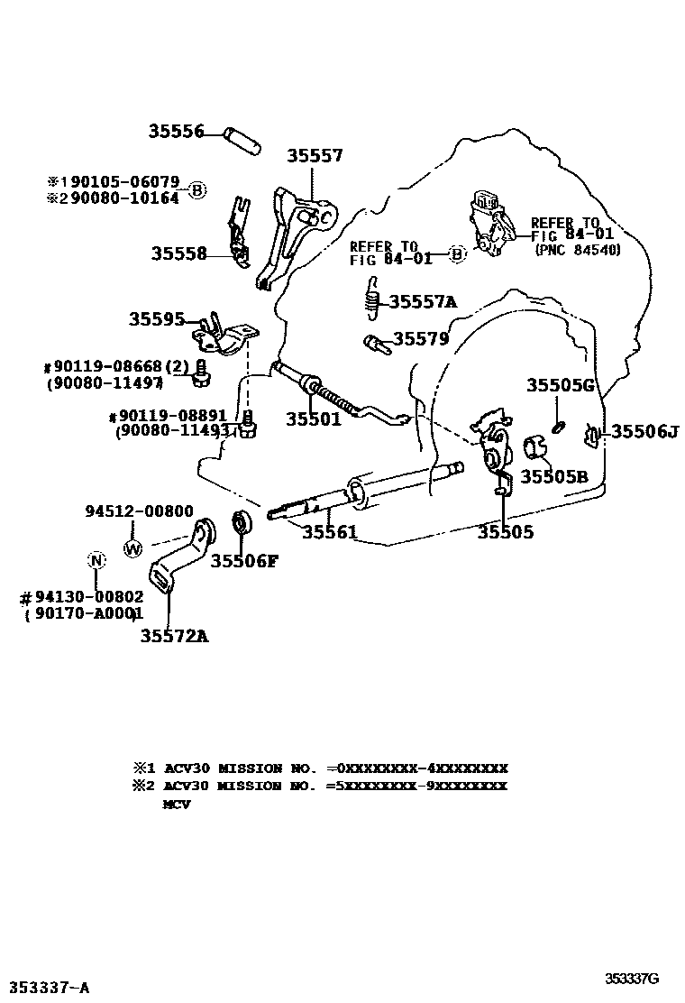 Toyota CAMRY 节气阀连杆和阀杆(ATM) EPC diagram — 353337G