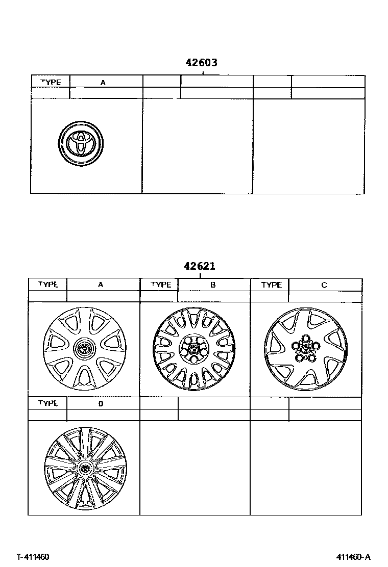 Toyota CAMRY 车轮和车轮盖 EPC diagram — 411460A