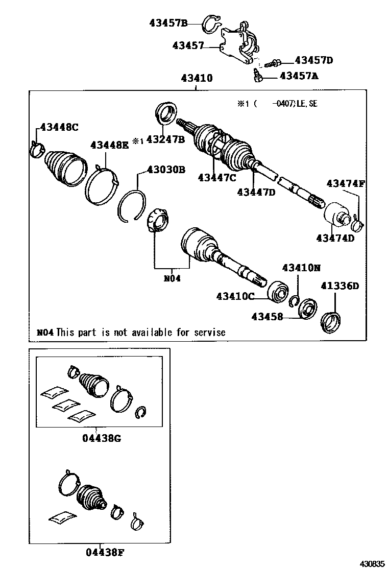 Toyota CAMRY Front Drive Shaft EPC diagram — 430835D