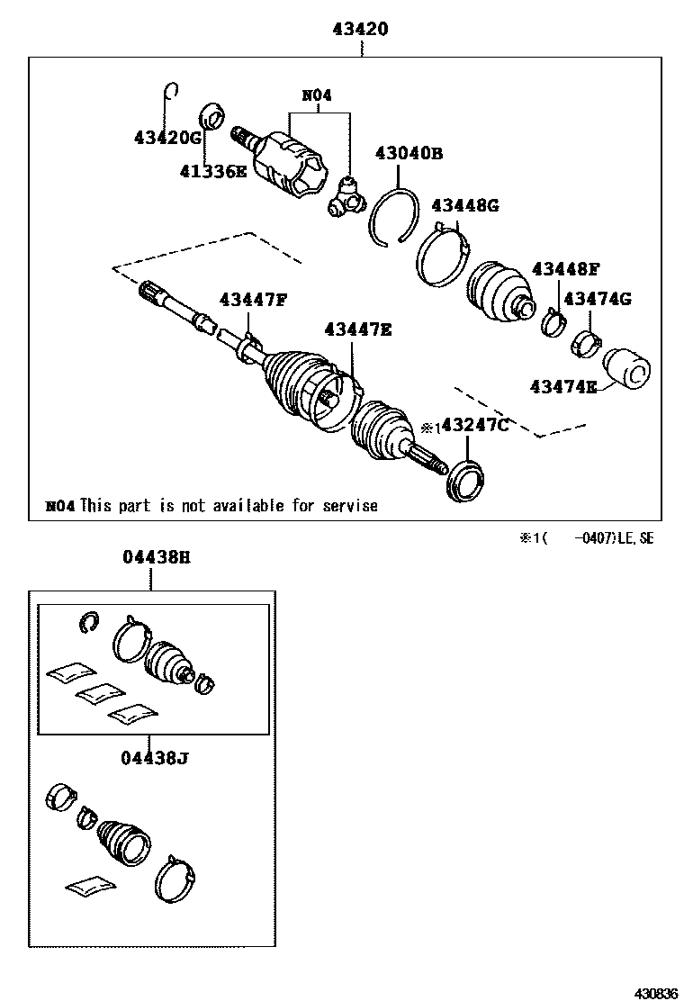 Toyota CAMRY Front Drive Shaft EPC diagram — 430836D