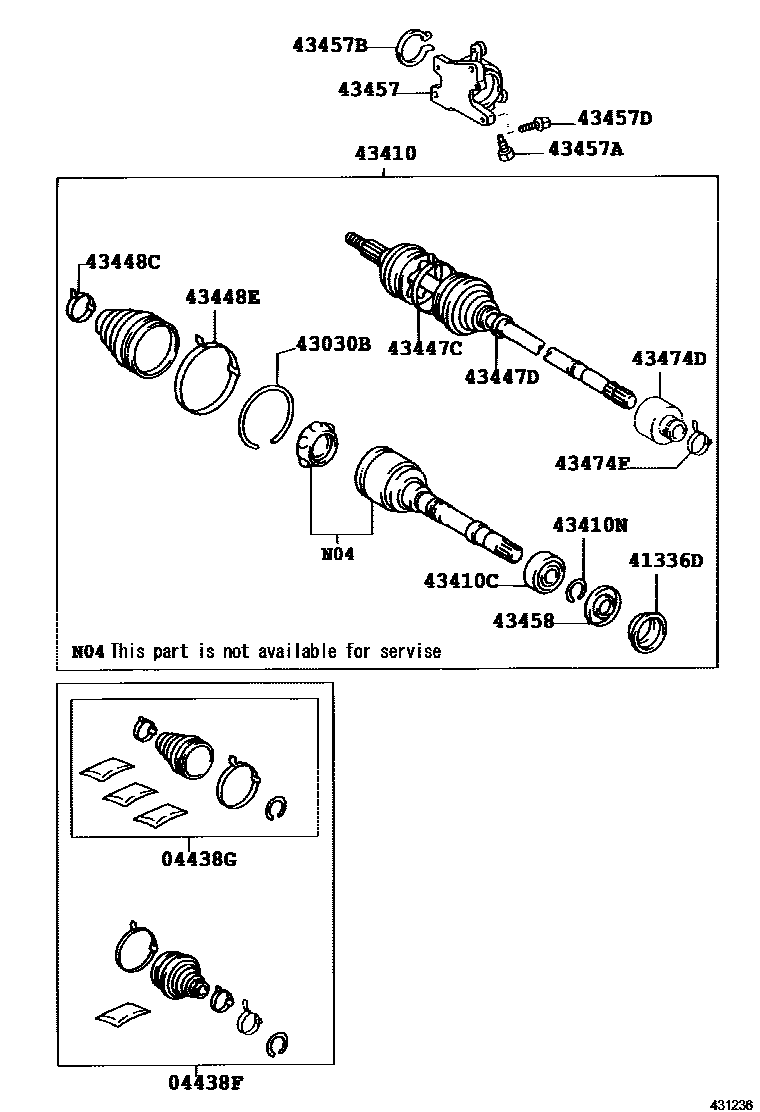 Toyota CAMRY Front Drive Shaft EPC diagram — 431236B
