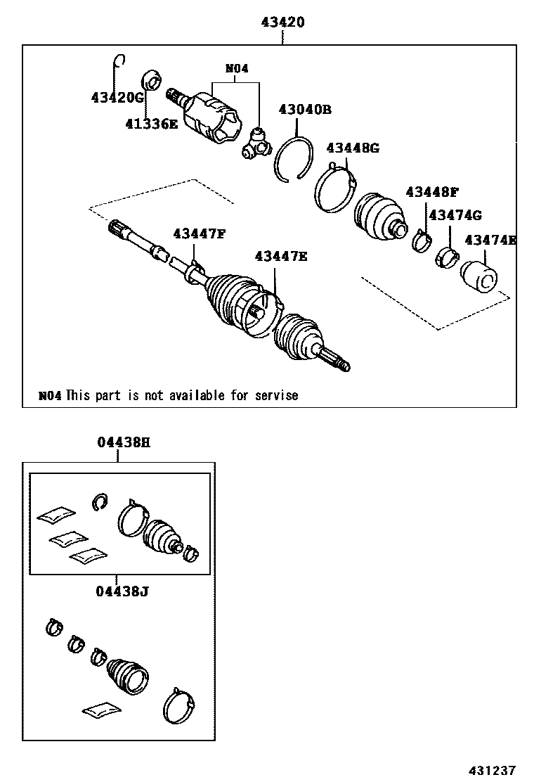 Toyota CAMRY Front Drive Shaft EPC diagram — 431237B