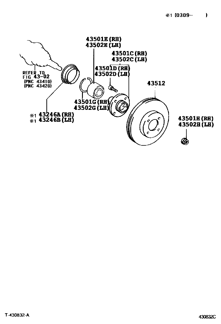 Toyota CAMRY Front Axle Hub EPC diagram — 430832C