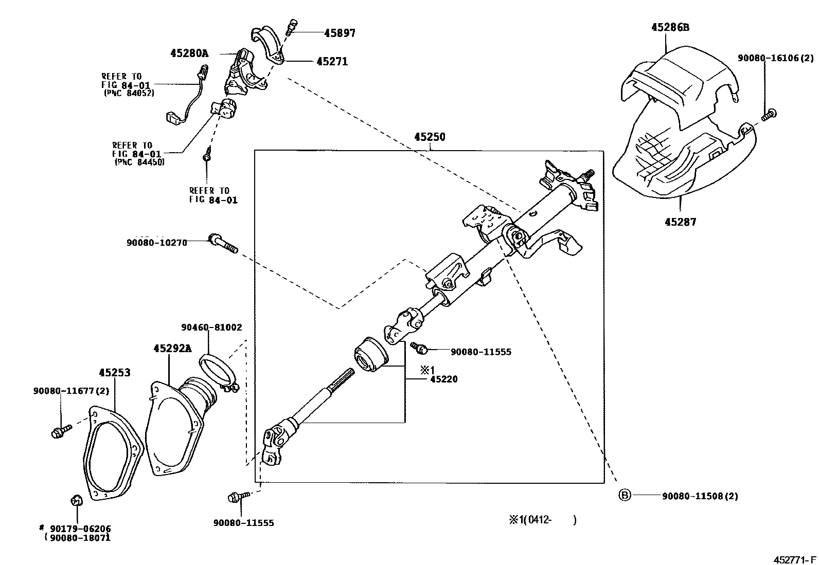 Toyota CAMRY Steering Column & Shaft EPC diagram — 452771F