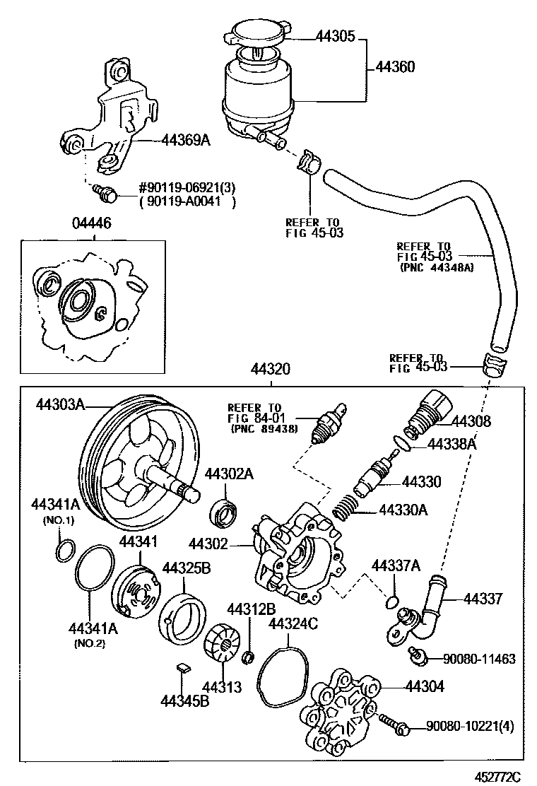 Toyota CAMRY 叶片泵和储油罐(动力转向) EPC diagram — 452772C