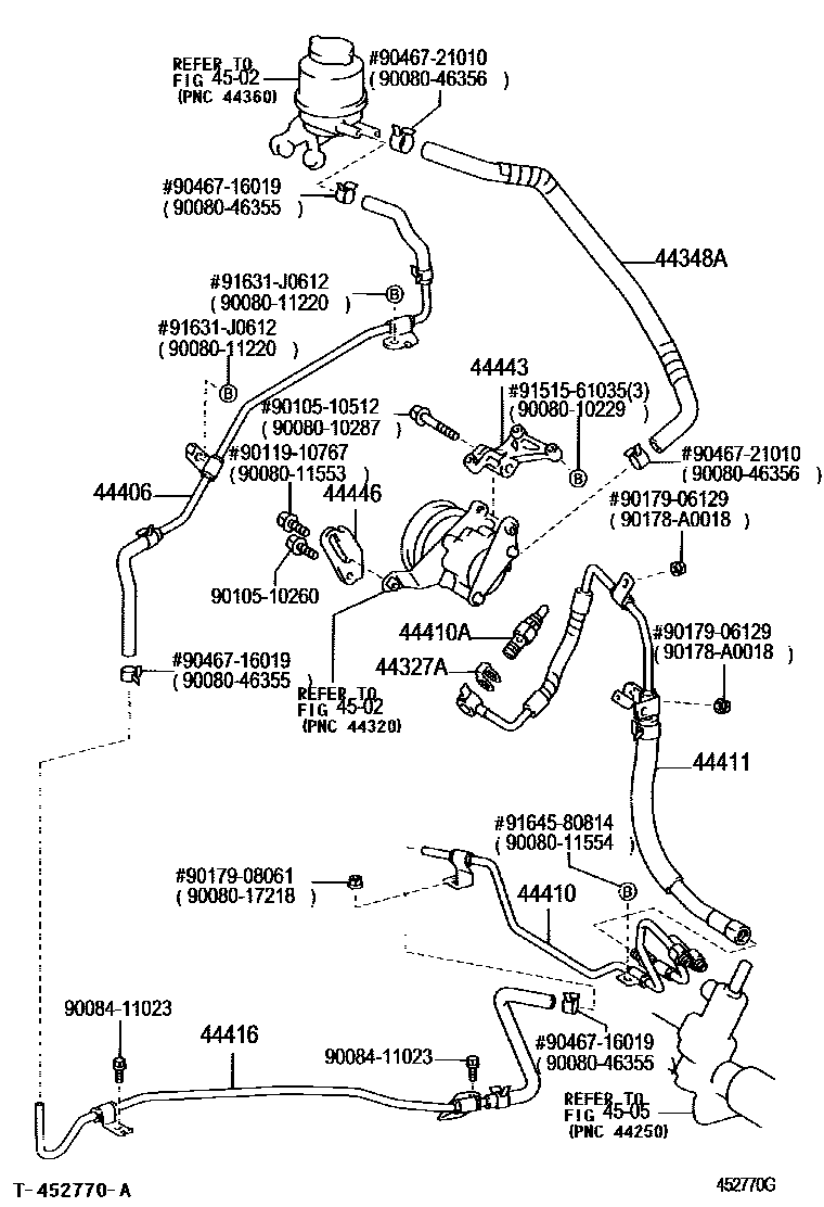 Toyota CAMRY 动力转向配管 EPC diagram — 452770G