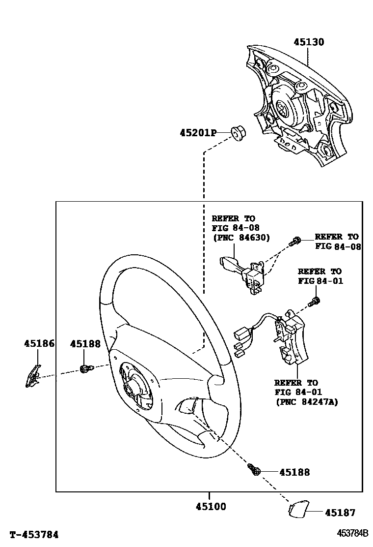 Toyota CAMRY Steering Wheel EPC diagram — 453784B
