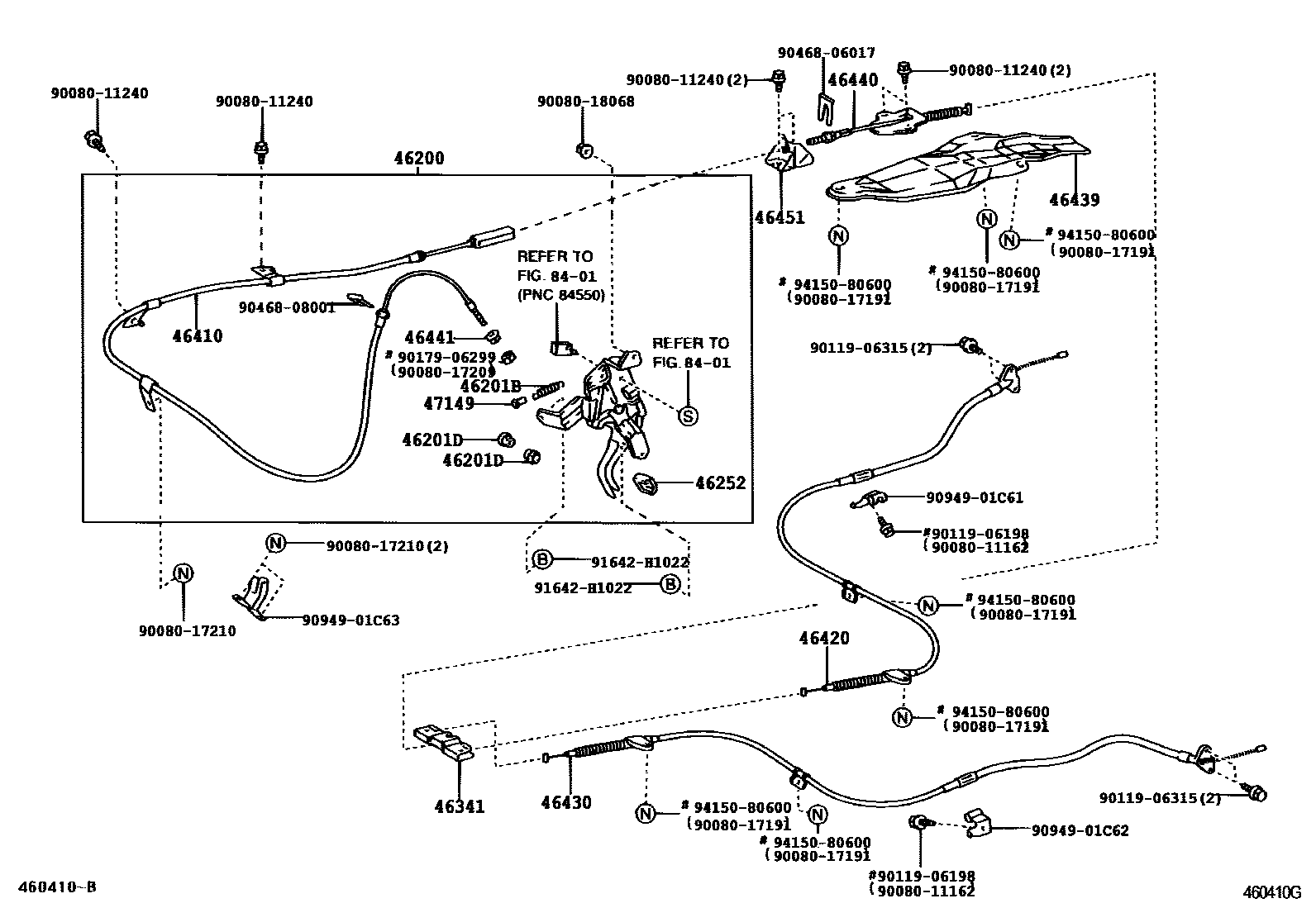 Toyota CAMRY Parking Brake & Cable EPC diagram — 460410G