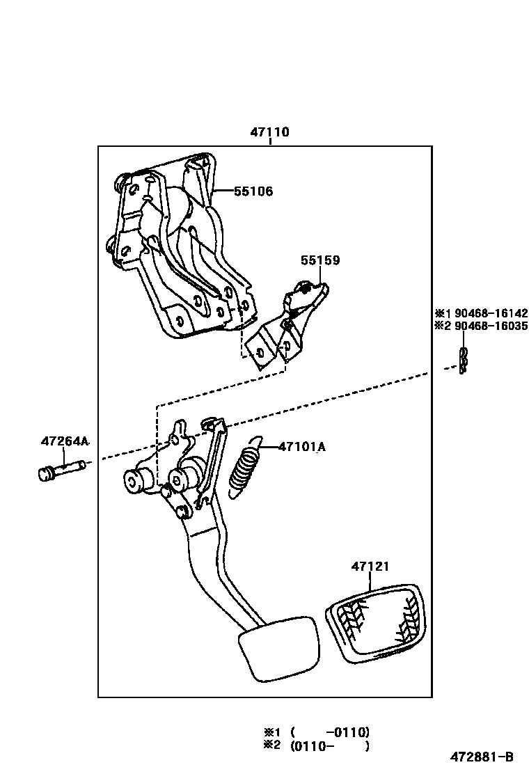 Toyota CAMRY Brake Pedal & Bracket EPC diagram — 472881B