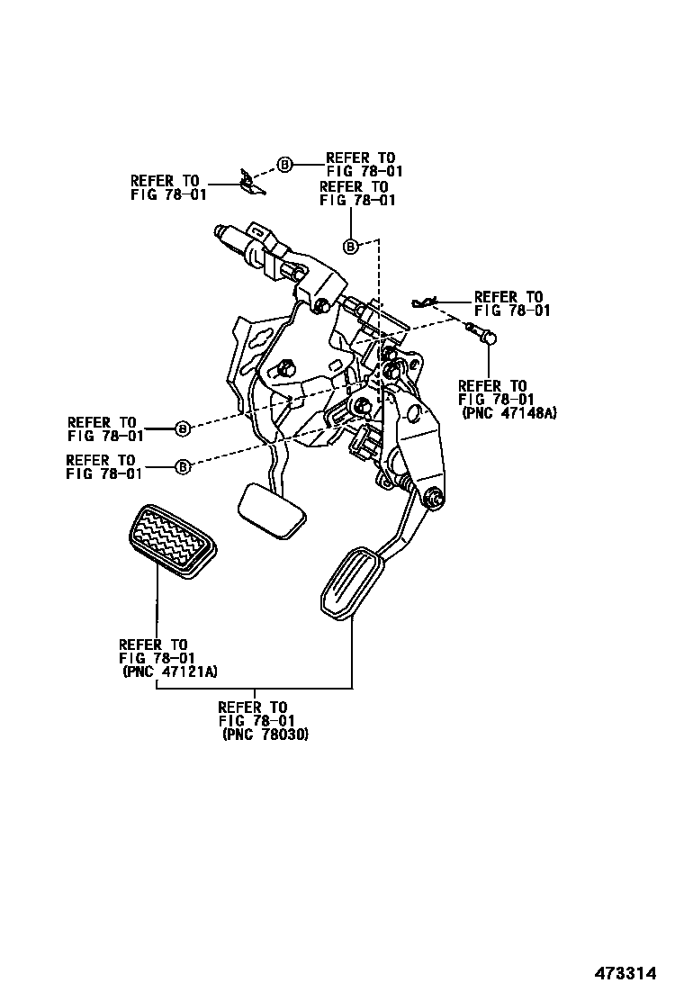 Toyota CAMRY Brake Pedal & Bracket EPC diagram — 473314