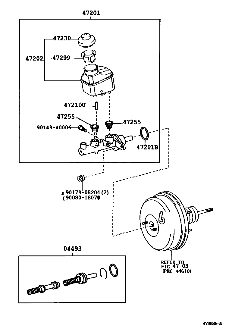 Toyota CAMRY 制动总泵 EPC diagram — 473686A