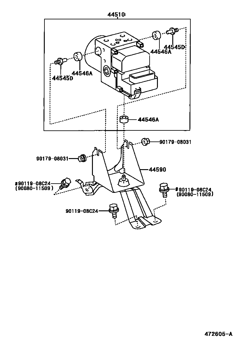Toyota CAMRY 制动配管和卡箍 EPC diagram — 472605A