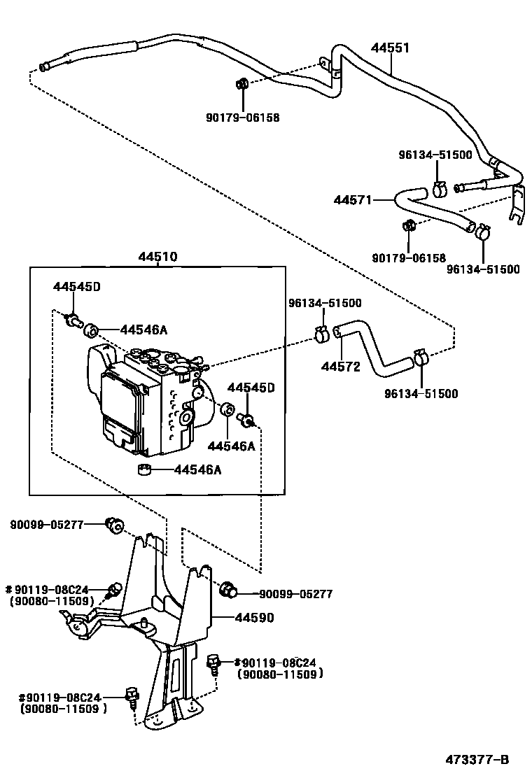 Toyota CAMRY 制动配管和卡箍 EPC diagram — 473377B