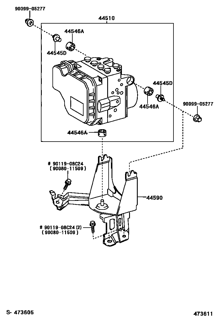 Toyota CAMRY 制动配管和卡箍 EPC diagram — 473611