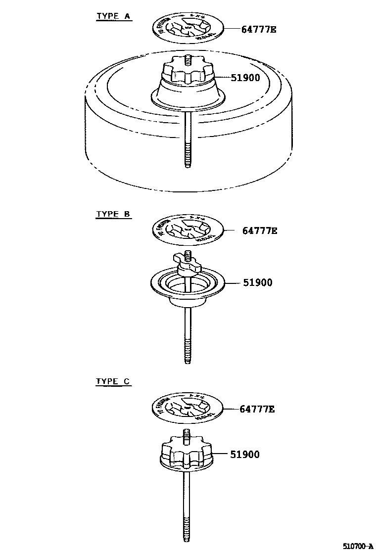 Toyota CAMRY Spare tire rack EPC diagram — 510700A