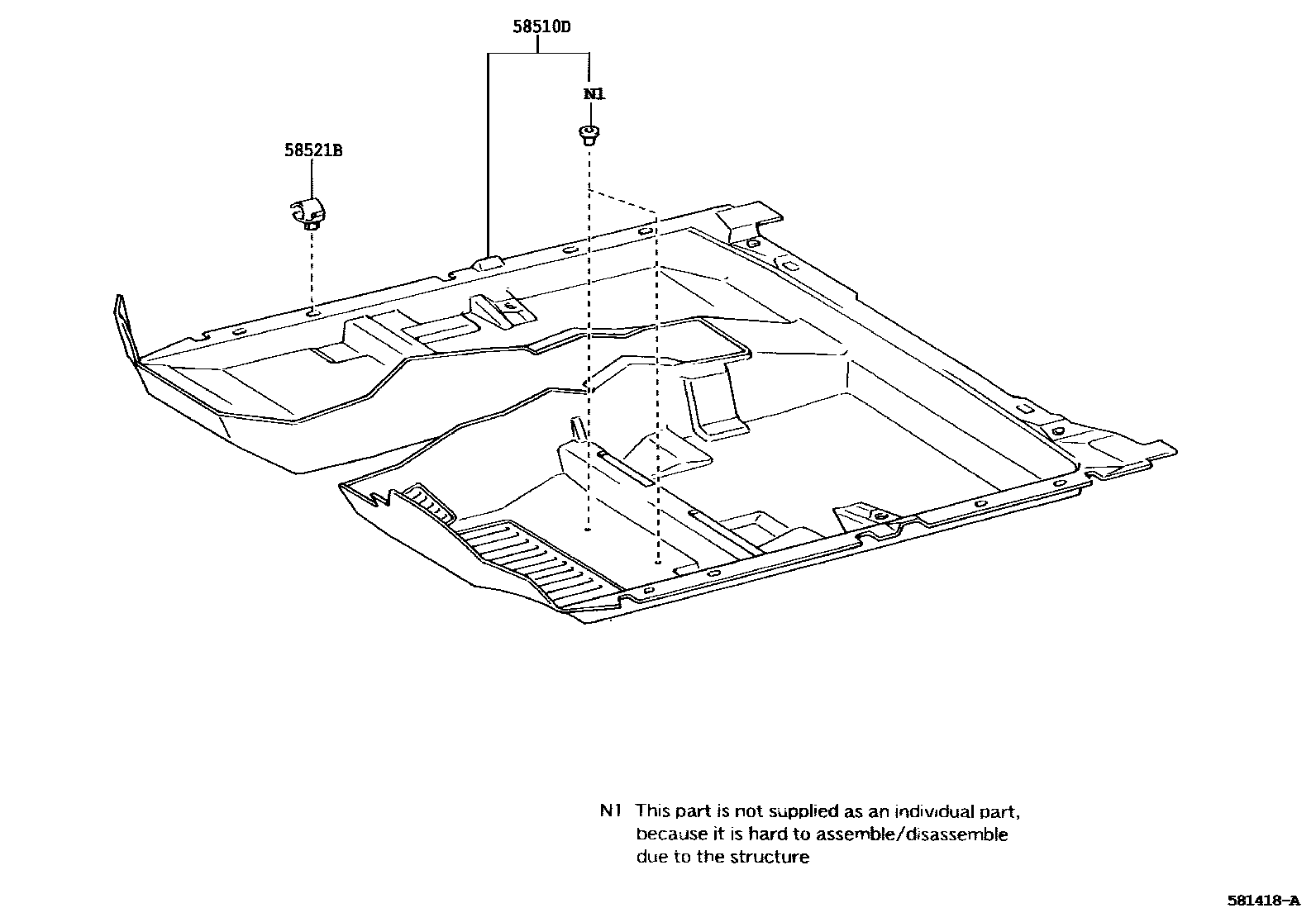 Toyota CAMRY 地板垫和地毯 EPC diagram — 581418A