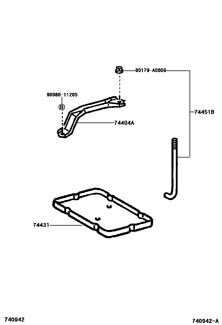 Toyota CAMRY battery holder EPC diagram — 740942A