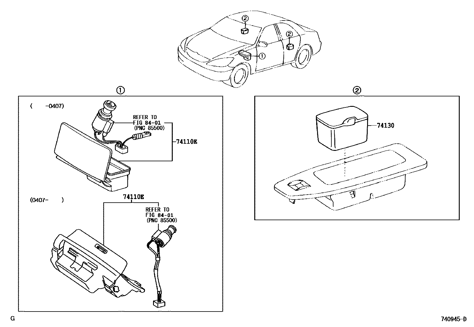 Toyota CAMRY 烟灰盒 EPC diagram — 740945D