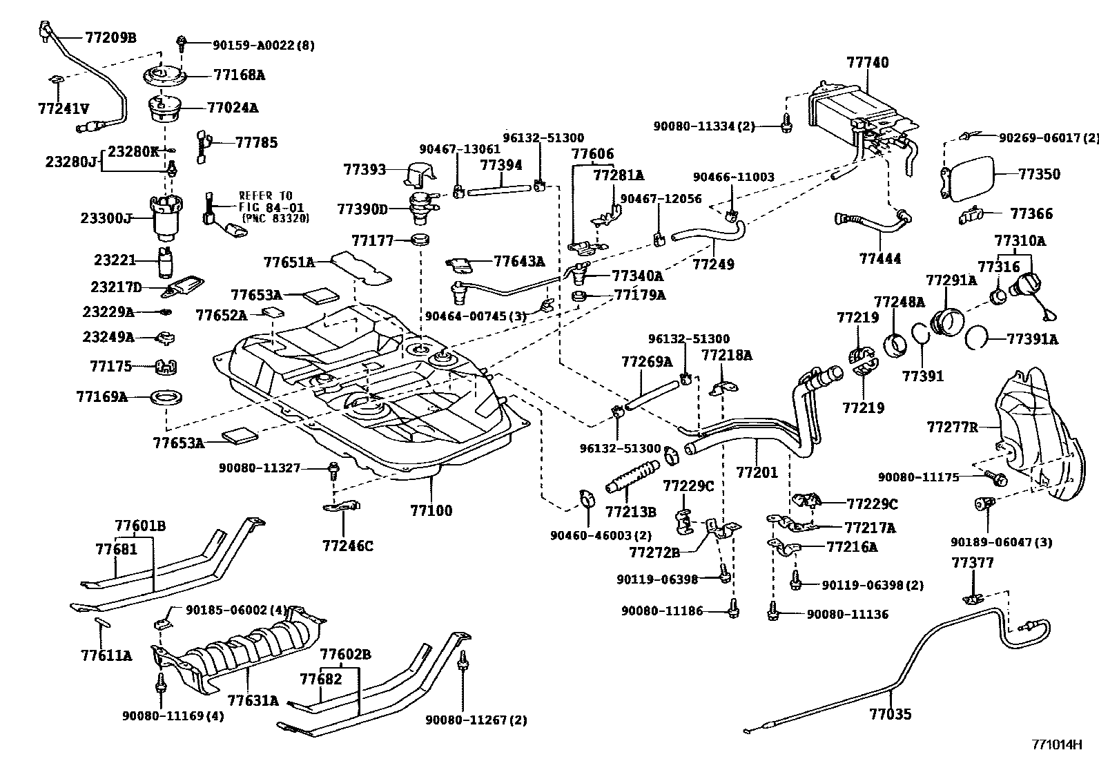 Toyota CAMRY 燃油箱和燃油管 EPC diagram — 771014H