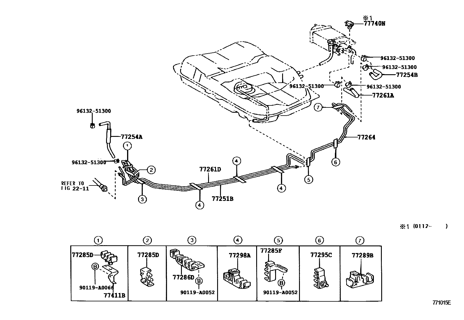 Toyota CAMRY 燃油箱和燃油管 EPC diagram — 771015E