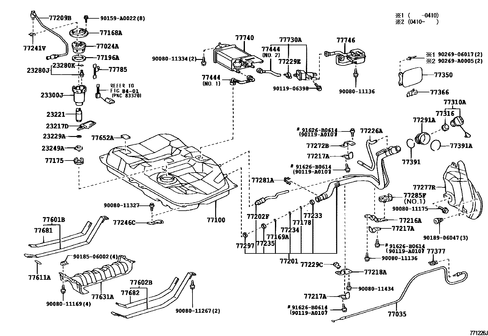 Toyota CAMRY 燃油箱和燃油管 EPC diagram — 771226J
