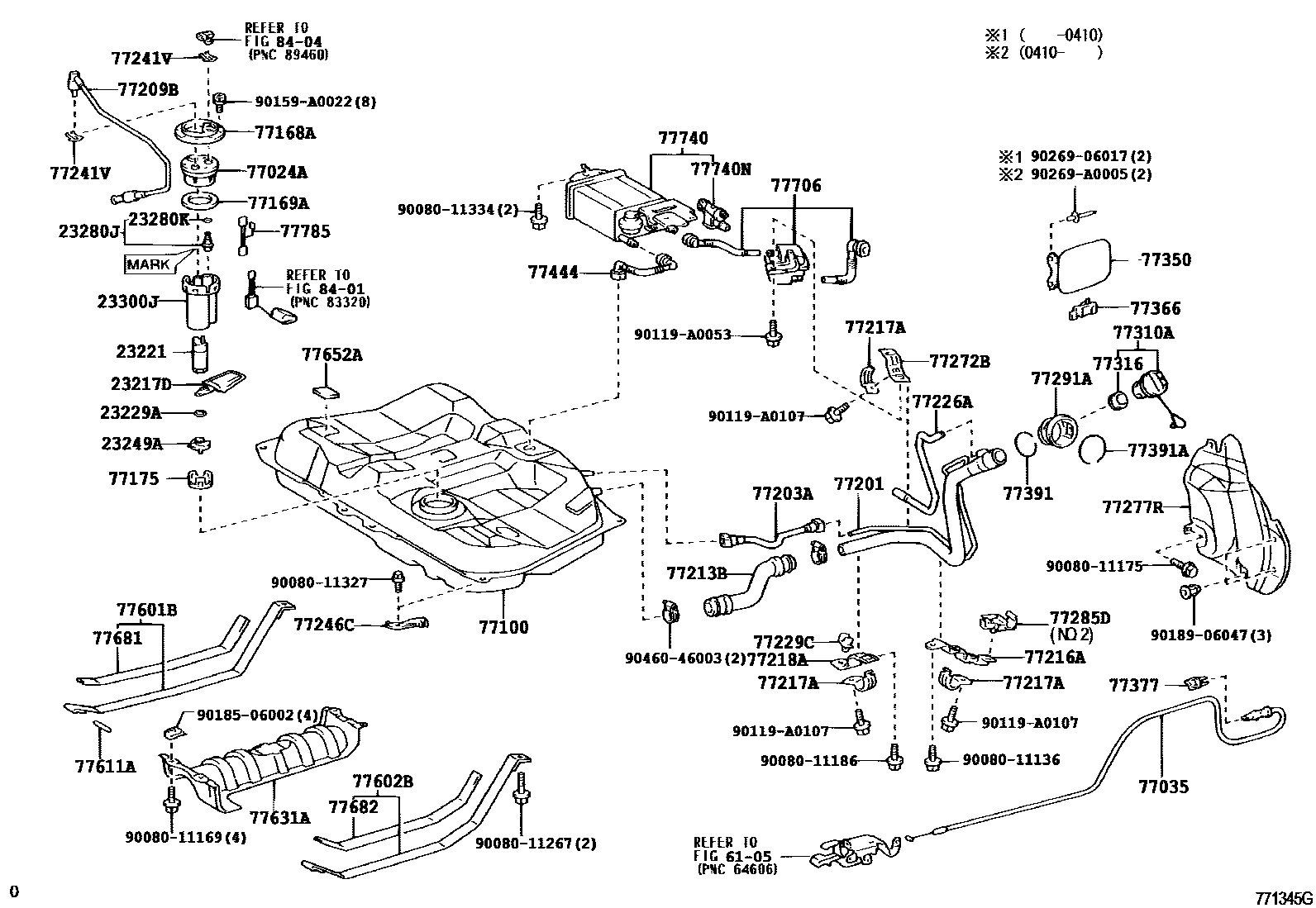 Toyota CAMRY 燃油箱和燃油管 EPC diagram — 771345G
